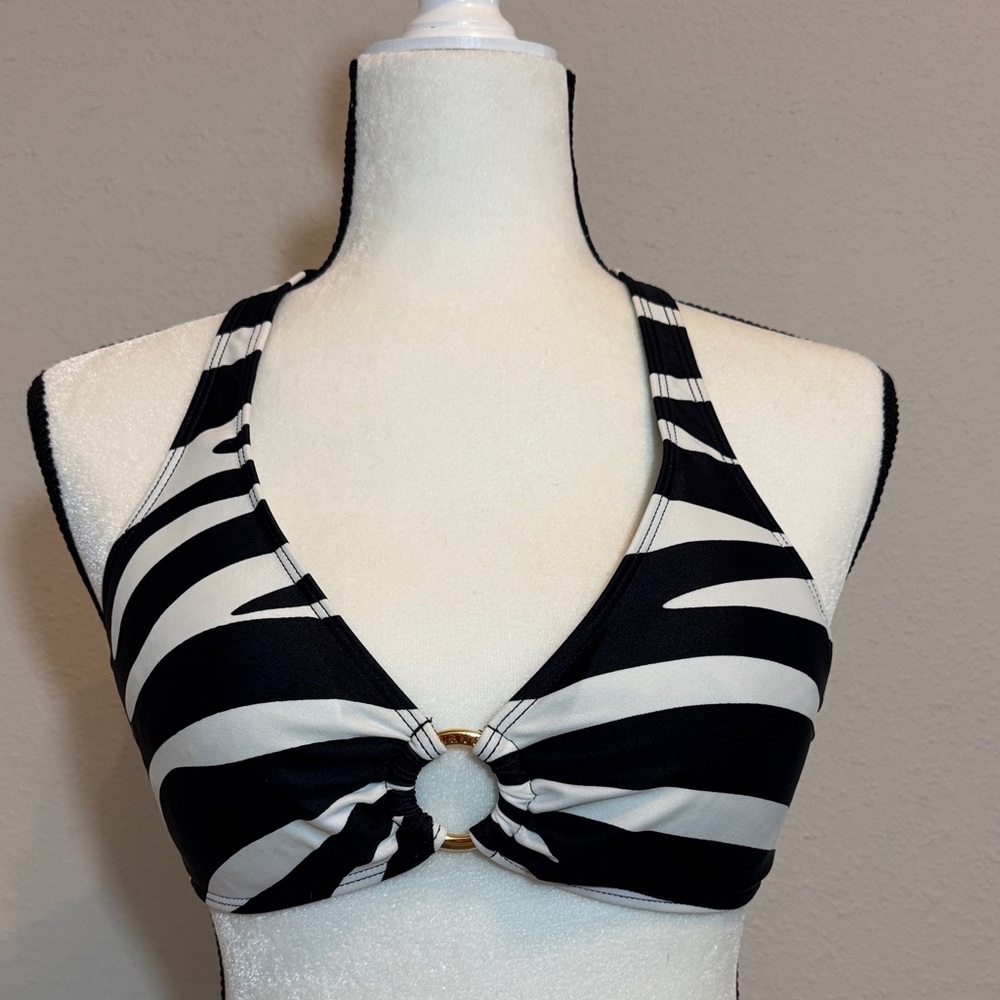 Ralph Lauren Black and White Zebra Bikini Top